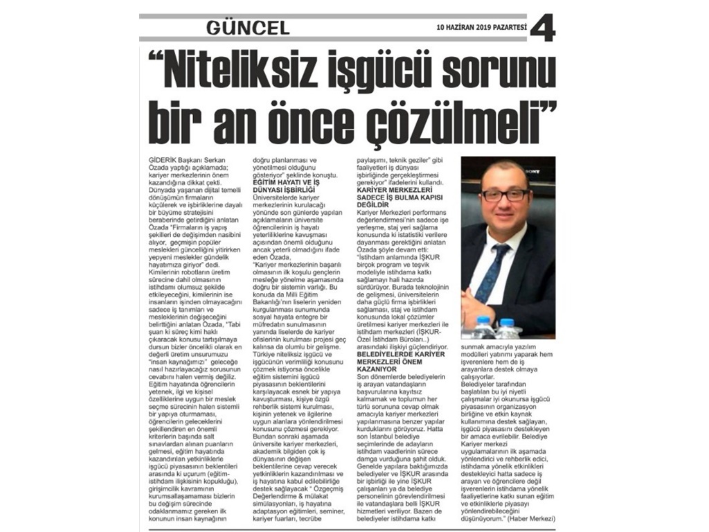 NİTELİKSİZ ELEMAN SORUNU ÇÖZÜLMELİ (Güney Gazetesi)