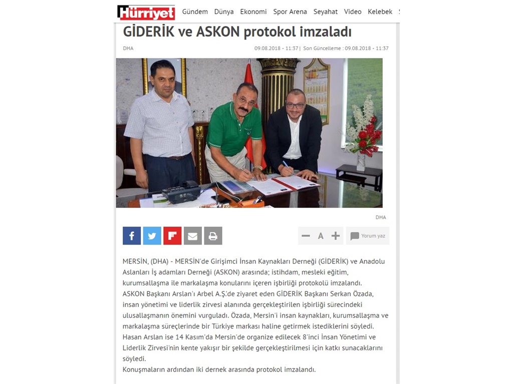 ASKON İLE İŞBİRLİĞİ PROTOKOLÜ HURRİYET