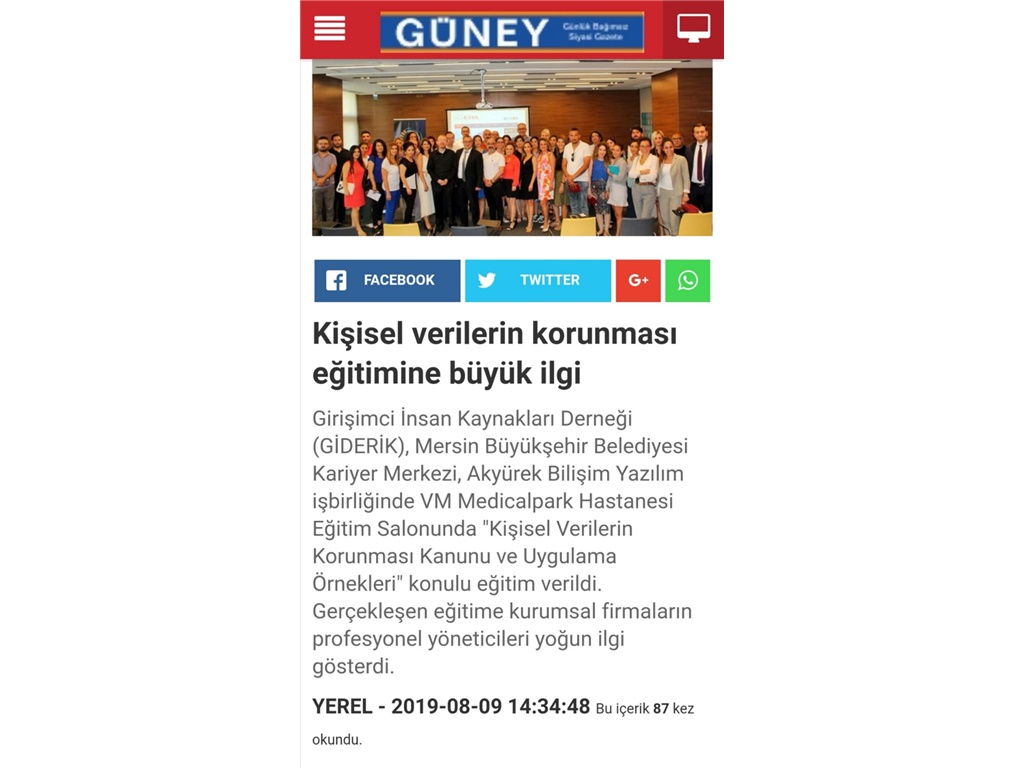 KVKK Eğitimi (Güney Gazetesi)