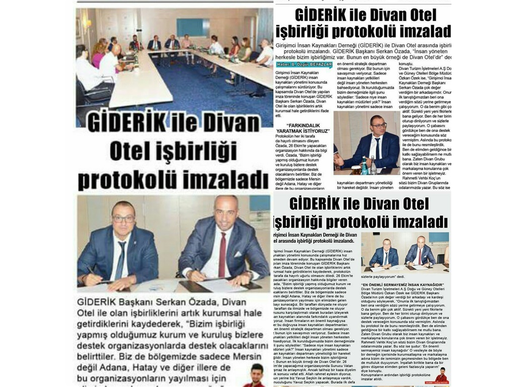 DİVAN OTEL İLE İŞBİRLİĞİ PROTOKOLÜ İMZALANDI (08/09/2017)