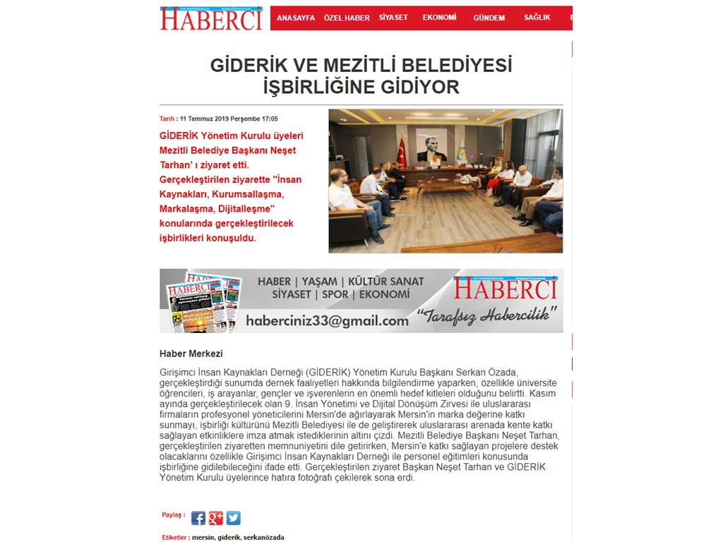 GİDERİK ve MEZİTLİ BELEDİYESİ İŞBİRLİĞİNE GİDİYOR ( Haberci)