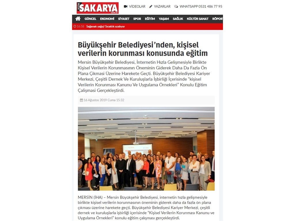 KİŞİSEL VERİLERİN KORUNMASI KANUNU EĞİTİMİ YAPILDI (Sakarya Haber)