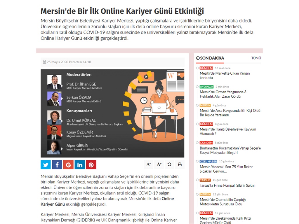 ONLINE EĞİTİMLERLE PROFESYONELLER BULUŞUYOR -Mersin Portal