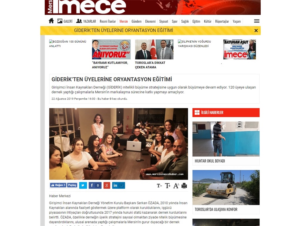 GİDERİK ORYANTASYON EĞİTİMİ (imece Gazetesi)