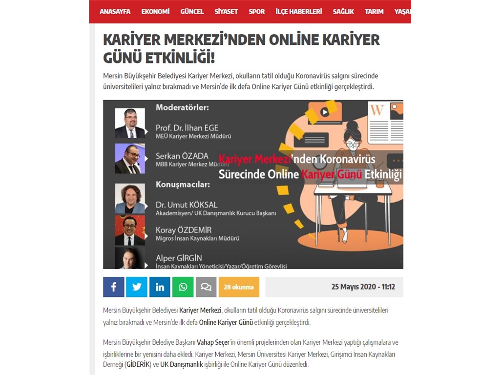 ONLINE KARİYER GÜNÜ (Mersin de Bugün)