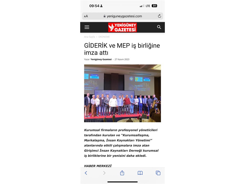 GİDERİK ve MEP İŞBİRLİĞİ -Yeni Güney Gazetesi