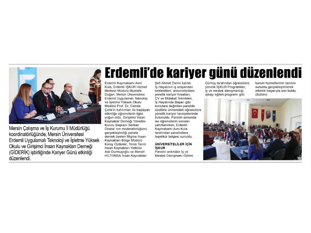 ERDEMLİ KARİYER GÜNÜ (Çukurova Gazetesi)