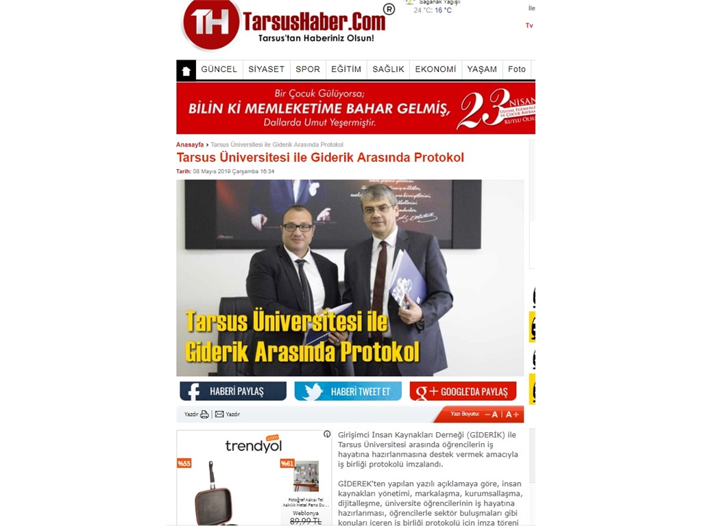 TARSUS ÜNİVERSİTE İLE İŞBİRLİĞİ PROTOKOLÜ İMZALANDI (Tarsus Haber)